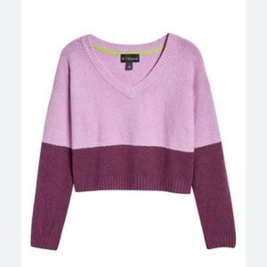 NWT BP. + Wildfang Nordstrom‎ Purple/lilac cropped V-neck Sweater -- 3XL